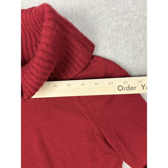 Ann Taylor Red Merino Wool Turtleneck Sweater Womens XS Ribbed Knit Fitted - Picture 7 of 14